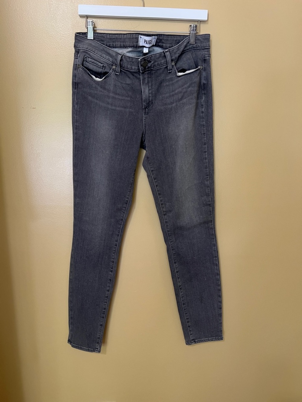 PAIGE Charcoal Skinny High-Rise Jeans